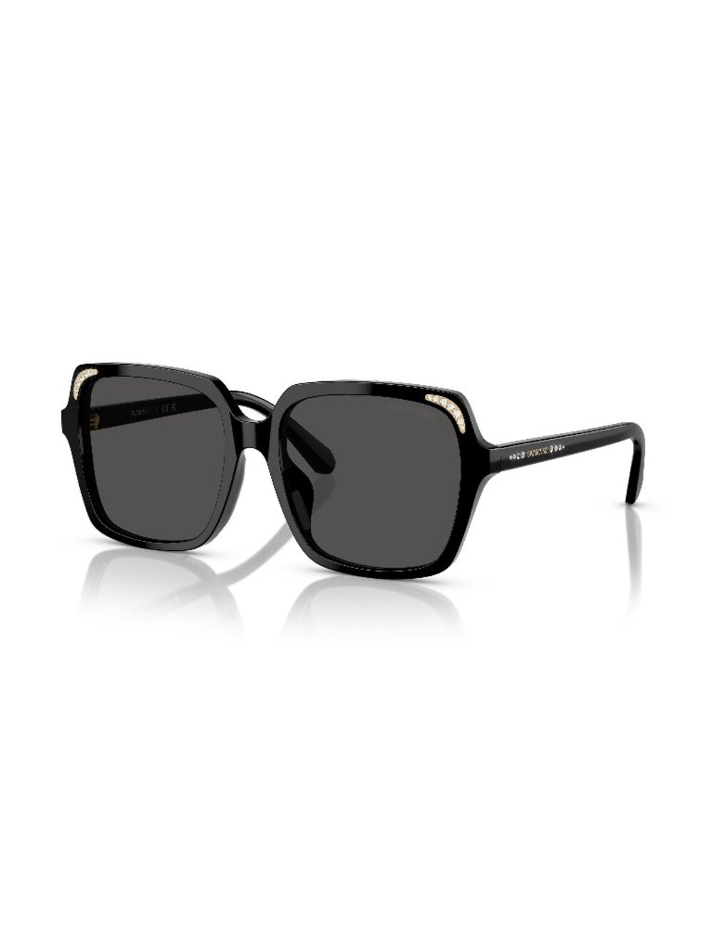 New Swarovski Women's Sunglasses Black Square Grey Lens Acetate Frame SK6034D 56